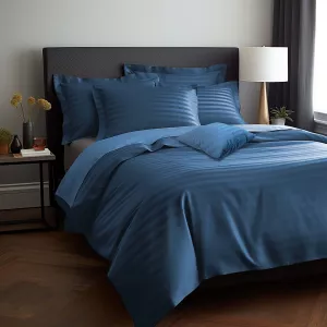 Pościel satyna bambusowo-bawełniana (P) STRIPE CORNFLOWER/180x200 +2x70x80 z listwą +4x40x40 BAMBOO