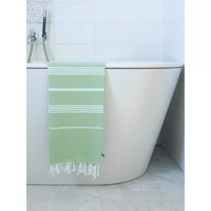 Ręcznik bawełniany hammam pistacjowy/biały 170x100 cm Ottomania