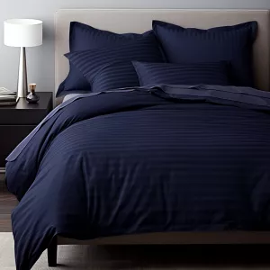 Pościel satyna bawełniana CIZGILI NAVY BLUE/180x200 EXCLUSIVE