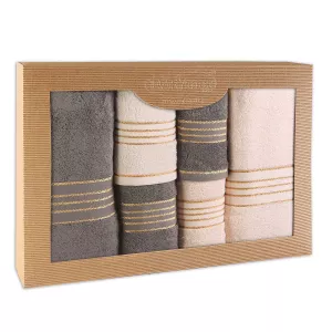 Ręcznik D Bawełna 100% Tiwano Krem + Grafit (P) 2x30x50+2x50x90+2x70x140 kpl.