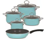 Patelnia ceramiczna turkusowa 28 cm z pokrywką Riess Kristallblau 2l - 6