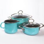 Patelnia ceramiczna turkusowa 28 cm z pokrywką Riess Kristallblau 2l - 4