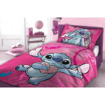 Pościel bawełna 100x135 + 40x60 Lilo i Stitch róż - 2