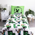 Pościel mikrofibra 140x200+1p70x90 Minecraft zielony - 3