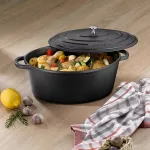 KELA-Brytfanka żeliwna emal.owal 9,3l czarna Calid - 4