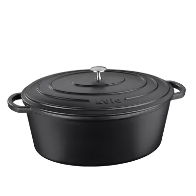 KELA-Brytfanka żeliwna emal.owal 9,3l czarna Calid