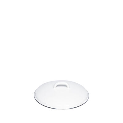 Emaliowana pokrywka 12 cm z chromowaną obręczą Riess Classic Weiss