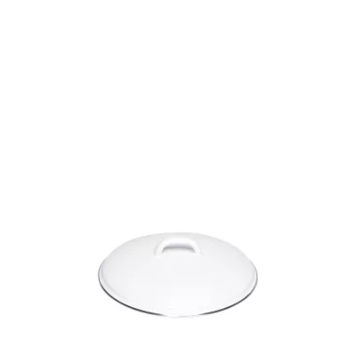 Emaliowana pokrywka 12 cm z chromowaną obręczą Riess Classic Weiss