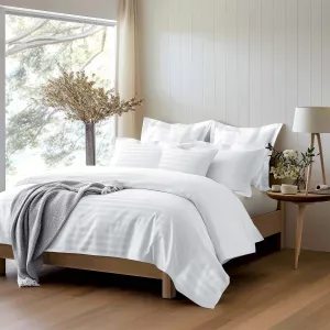 Pościel satyna bambusowo-bawełniana (P) STRIPE WHITE/220x200 +2x70x80 z listwą +4x40x40 BAMBOO