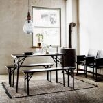 Zestaw mebli ogrodowych stół z ławkami 160x60 cm czarny Nordal - 3