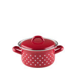 Garnek emaliowany 0,75l czerwony w białe kropki Riess Polka-dot red - 6