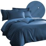 Pościel satyna bambusowo-bawełniana (P) STRIPE CORNFLOWER/220x200 +2x70x80 z listwą +4x40x40 BAMBOO - 2