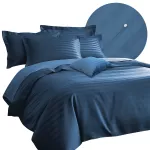 Pościel satyna bambusowo-bawełniana (P) STRIPE CORNFLOWER/220x200 +2x70x80 z listwą +4x40x40 BAMBOO - 2