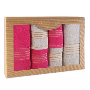 Ręcznik D Bawełna 100% Tiwano Jasny Popiel + Fuksja (P) 2x30x50+2x50x90+2x70x140 kpl.