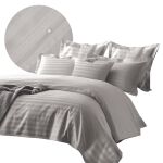 Pościel satyna bambusowo-bawełniana (P) STRIPE GREY/220x200 +2x70x80 z listwą +4x40x40 BAMBOO - 2