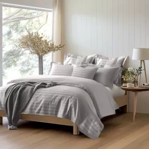 Pościel satyna bambusowo-bawełniana (P) STRIPE GREY/220x200 +2x70x80 z listwą +4x40x40 BAMBOO