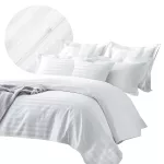 Pościel satyna bambusowo-bawełniana (P) STRIPE WHITE/140x200 +1x70x80 z listwą +2x40x40 BAMBOO - 2