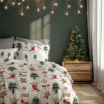 Pościel bawełniana 220x200 + 2x70x80 świąteczna wzór 078 - 4