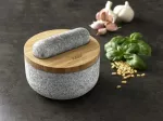 JJ-Moździerz z drewnianą pokrywą Dash, granit - 10