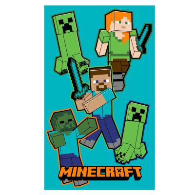 Ręcznik bawełniany 30x50 Minecraft niebieski