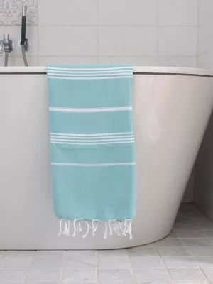 Ręcznik bawełniany hammam morska zieleń/biały 170x100 cm Ottomania