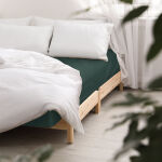 Prześcieradło satyna bawełniana z gumką zieleń butelkowa 036/140x200 - 2