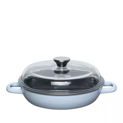 Patelnia do duszenia z pokrywą szklaną 24 cm Riess – emaliowana patelnia na indukcję