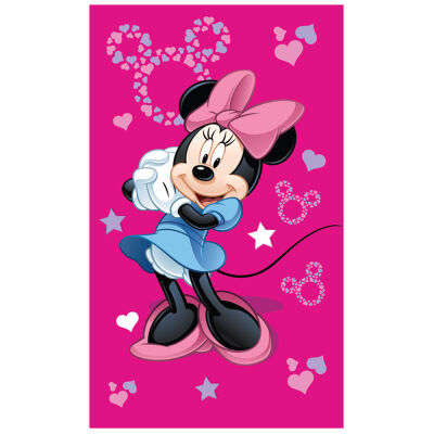 Ręcznik bawełniany 30x50 Myszka Minnie ciemy róż