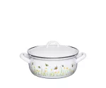 Garnek emaliowany niski 1,5 l biały w pszczółki Riess BIENE - 2