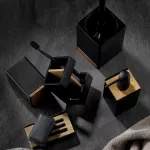 KELA-Ogranizer na szczoteczki czarny-dąb Cube - 4