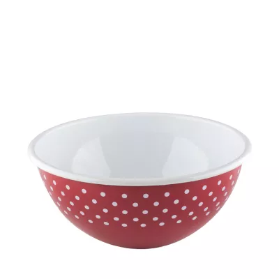 Miska emaliowana Riess Polka Dot 26 cm 4,0L w czerwonym kolorze z białymi groszkami. Idealna do owoców, sałatek i ciast – idealna do kuchni. Stylowa, trwała, łatwa w czyszczeniu. Wyprodukowana w Austrii. Kup teraz w Kapps Store!

