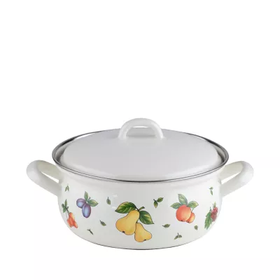 Garnek zapiekanka emaliowany z pokrywką 18 cm 1,5l Riess FRUIT GARDEN