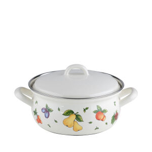 Garnek zapiekanka emaliowany z pokrywką 18 cm 1,5l Riess FRUIT GARDEN