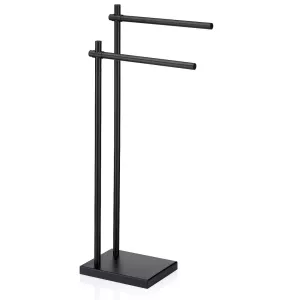 KELA-Stojak na ręczniki podwójny czarny Devin