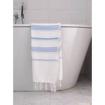 Ręcznik bawełniany hammam biały/lawendowy 170x100 cm Ottomania
