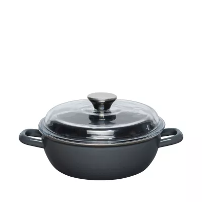 Patelnia do duszenia z pokrywką szklaną 20 cm Dark Grey Riess