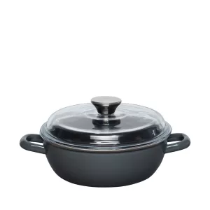 Patelnia do duszenia z pokrywką szklaną 20 cm Dark Grey Riess