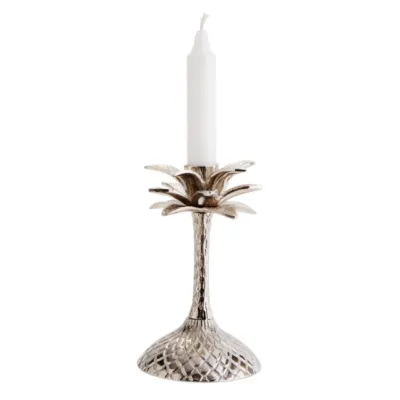 Świecznik Palma w kolorze srebrnym aluminiowy 17 cm Madam Stoltz