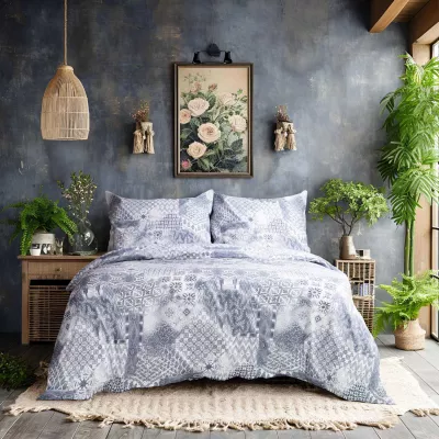 Pościel bawełniana PAVA DARK BLUE/200x220 COTTONLOVE EXCLUSIVE (promocja)