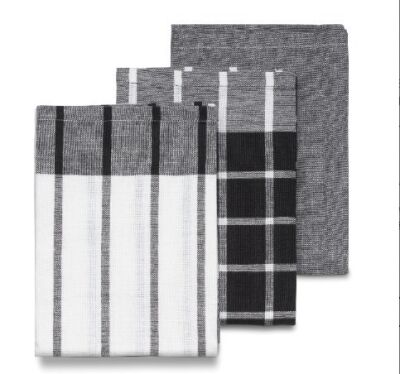KELA-Zestaw ścierek kuchennych 3el. czarne Pasado
