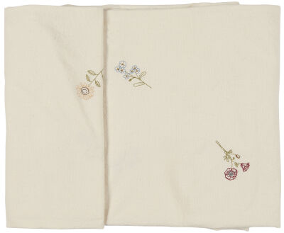 Serwetka Flora w kremowym kolorze z haftowanymi kwiatami