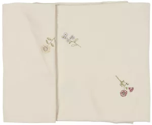 Serwetka Flora w kremowym kolorze z haftowanymi kwiatami