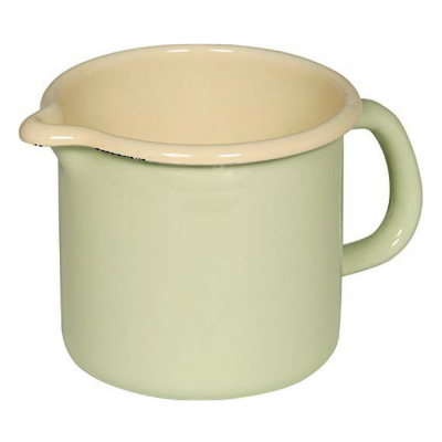 Jasnozielony kubek z dziubkiem emaliowany 0,75 l Riess Pastell