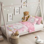 Pościel bawełna 100x135 + 40x60 Kotek róż - 3