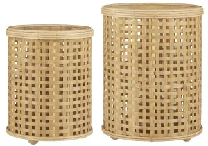 Zestaw 2 lampionów z uchwytem z plecionki bambusowej Ib Laursen