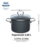 Garnek emaliowany Riess DARK GREY 2 l z pokrywą szklaną – elegancja i funkcjonalność - 2
