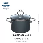 Garnek emaliowany Riess DARK GREY 2 l z pokrywą szklaną – elegancja i funkcjonalność - 2