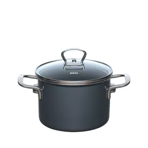 Garnek emaliowany Riess DARK GREY 2 l z pokrywą szklaną – elegancja i funkcjonalność