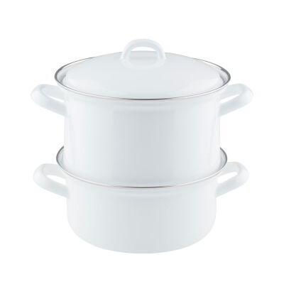 Garnek Parowar emaliowany do gotowania na parze Riess Weiss