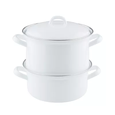 Garnek Parowar emaliowany do gotowania na parze Riess Weiss